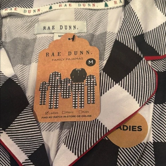 NWT- Rae Dunn Black and White Checkered Sleep Shirt-so soft! M - Picture 5 of 6